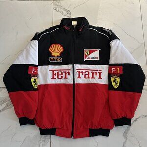 Ferrari F1 Racing Jacket Tri Colour – Vintage Embroidered Bomber